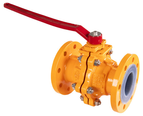 PFA-vuorattu palloventtiili laipoilla PN16