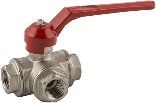 KMKTI - 3-way brass ball valve, T-drilling